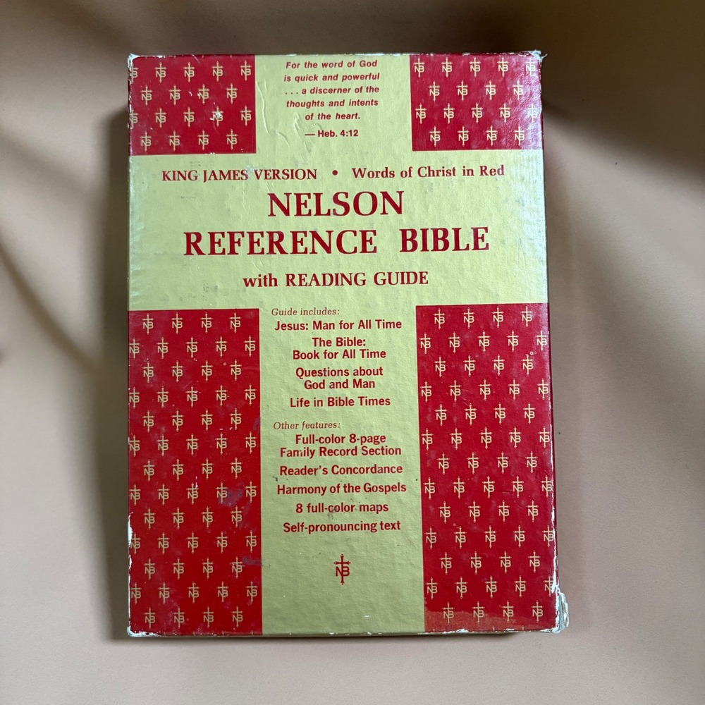 Vintage 1972 Nelson Reference Bible KJV Brown Genuine Leather Gold Gilt Edges